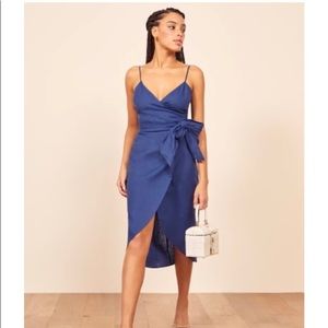 Reformation blue linen dress